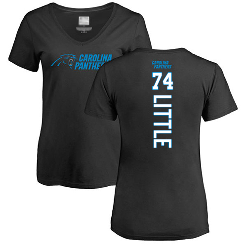 Carolina Panthers Black Women Greg Little Backer NFL Football #74 T Shirt